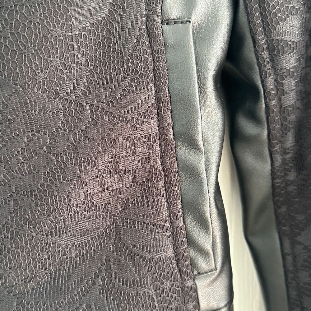 Bebe Black Textured lace and Leather Jacket - Picture 10 of 11